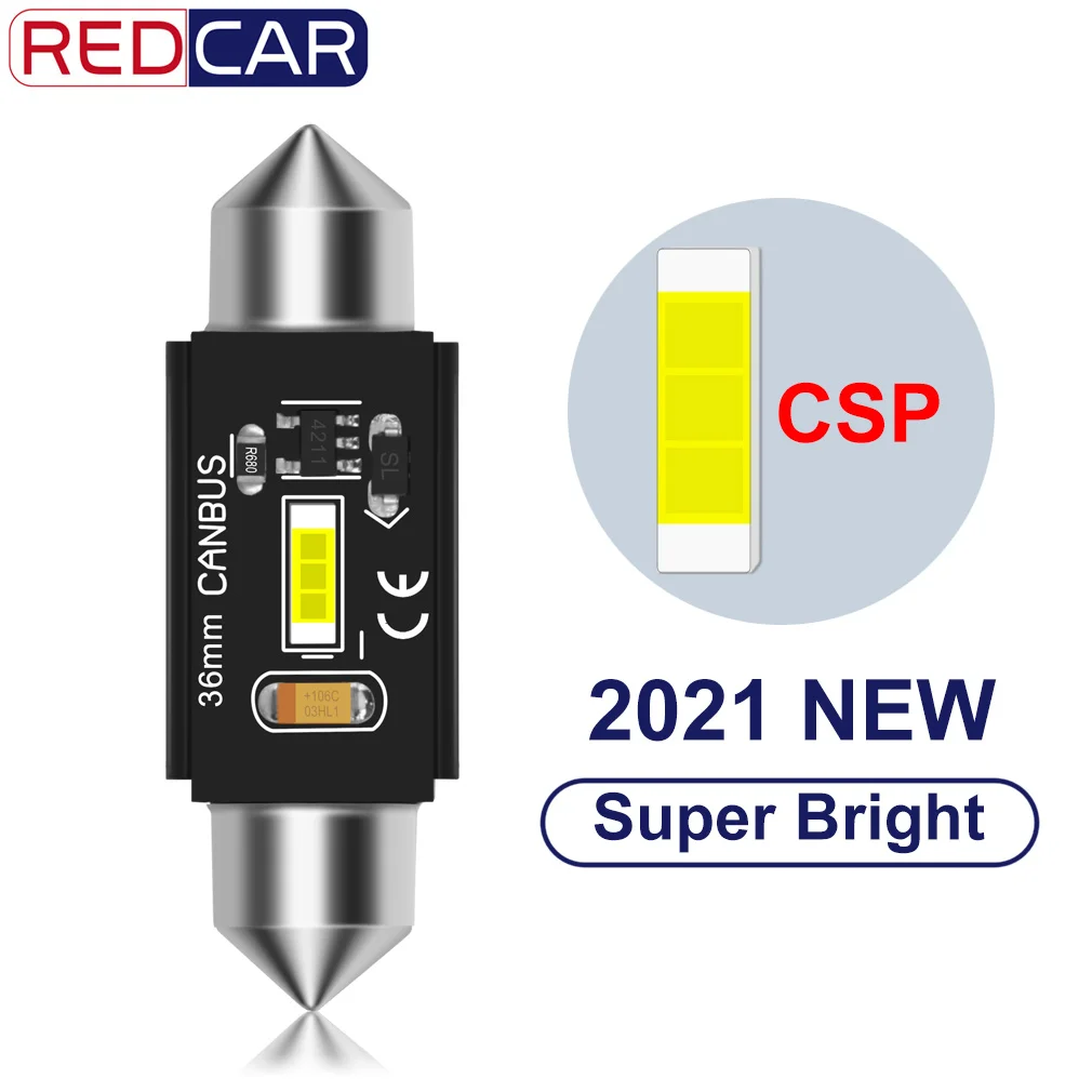 CSP 칩 Canbus C5W C10W Led 전구 31mm 36mm 39mm 41mm, 자동차 인테리어 돔 독서 조명 6000K 퓨어 화이트, 1 개 
