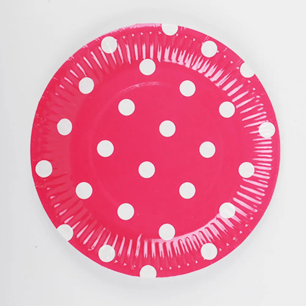 7 inch Red 10 шт. Бумага пластина одноразовые бумажные тарелки для дня рождения вечерние круглая пластина тарелка для фруктов, пирожных лоток посуда День рождения расходные материалы - Цвет: 7 inch Red