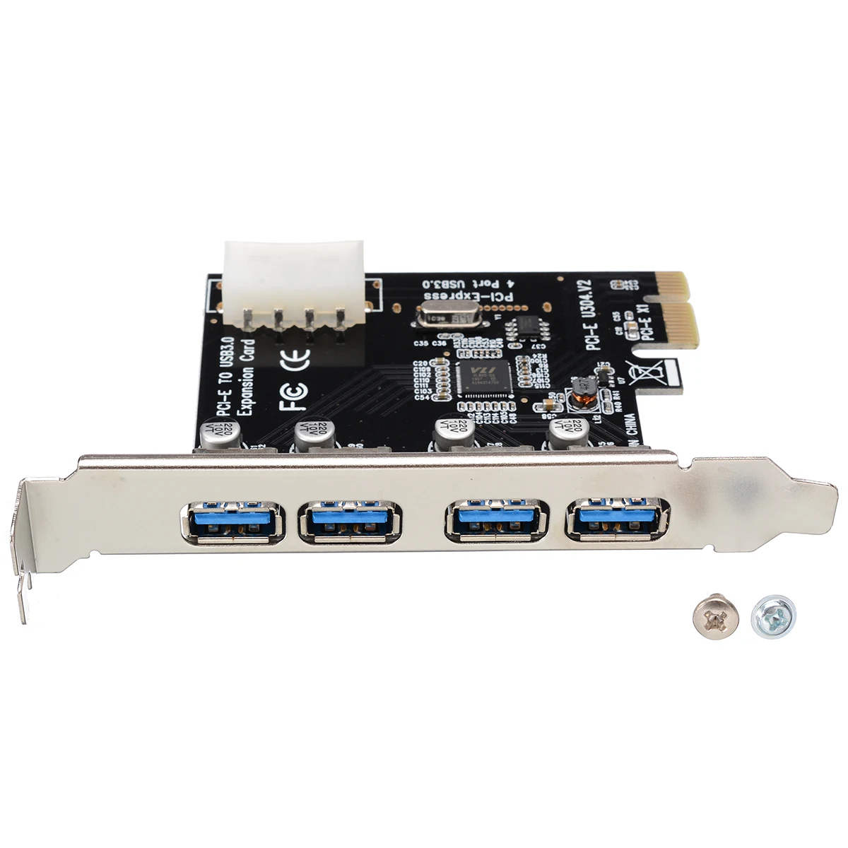 4 Port PCI-E Adapters High Quality PCI-E to USB 3.0 HUB PCI Express Expansion Card Adapter 5 Gbps Speed 4-pin Power Connector
