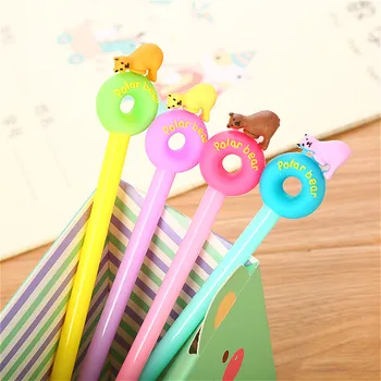 

1pcs 0.5mm Cute Polar Bear Doughnut Gel Pen Black Ink for Pens Kawaii Ballpen School Canetas Gift Office Planner Stationery