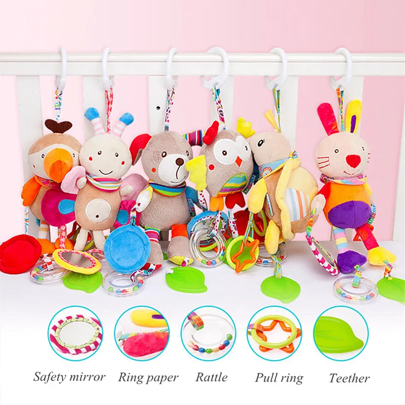 

Baby Rattles Crib Mobile bed hanging Animal Plush Toy for stroller Crib hanging Newborn infant babies early education toy
