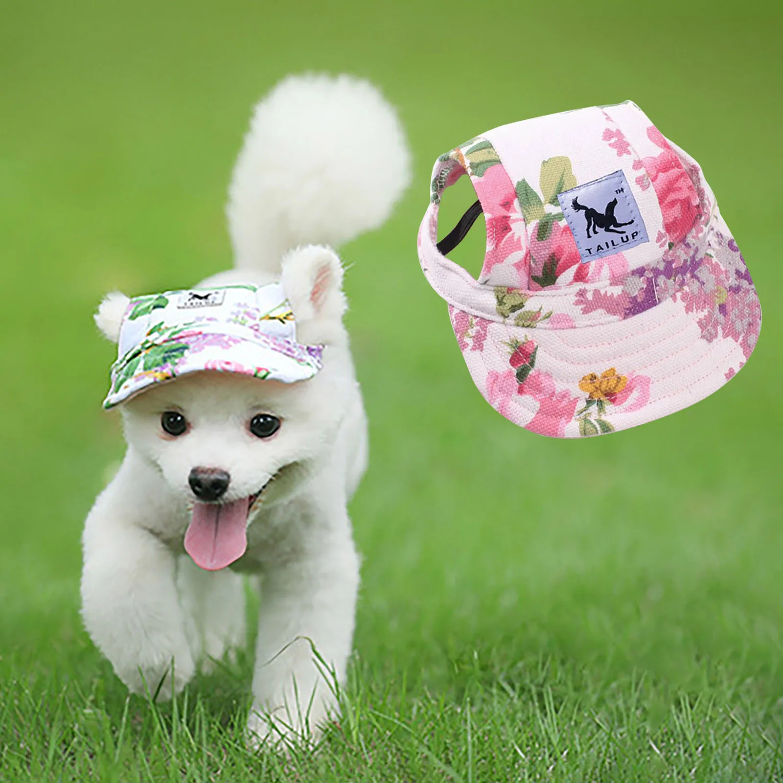 Pet Dog Flower Ear Cap Cat Breathable Summer Hat Canvas Cloth Sunhat