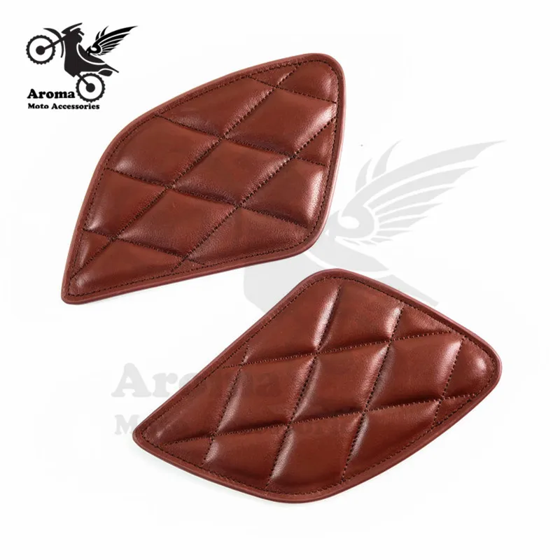 brown small Кожаные аксессуары стиль мото rcycle наклейка на бак Ретро мото rbike защита на бак винтажное украшение Кафе racer moto tank pad - Цвет: brown small