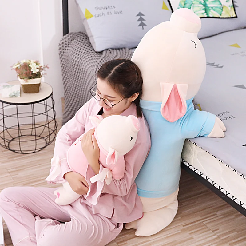 Игрушка в виде Свинки Мягкая Плюшевая Кукла, розовый, голубой, игрушки "Свинка" Love You лежа утешительное Plushie друг Плюшевые игрушки подарок для девочек 60/80 см