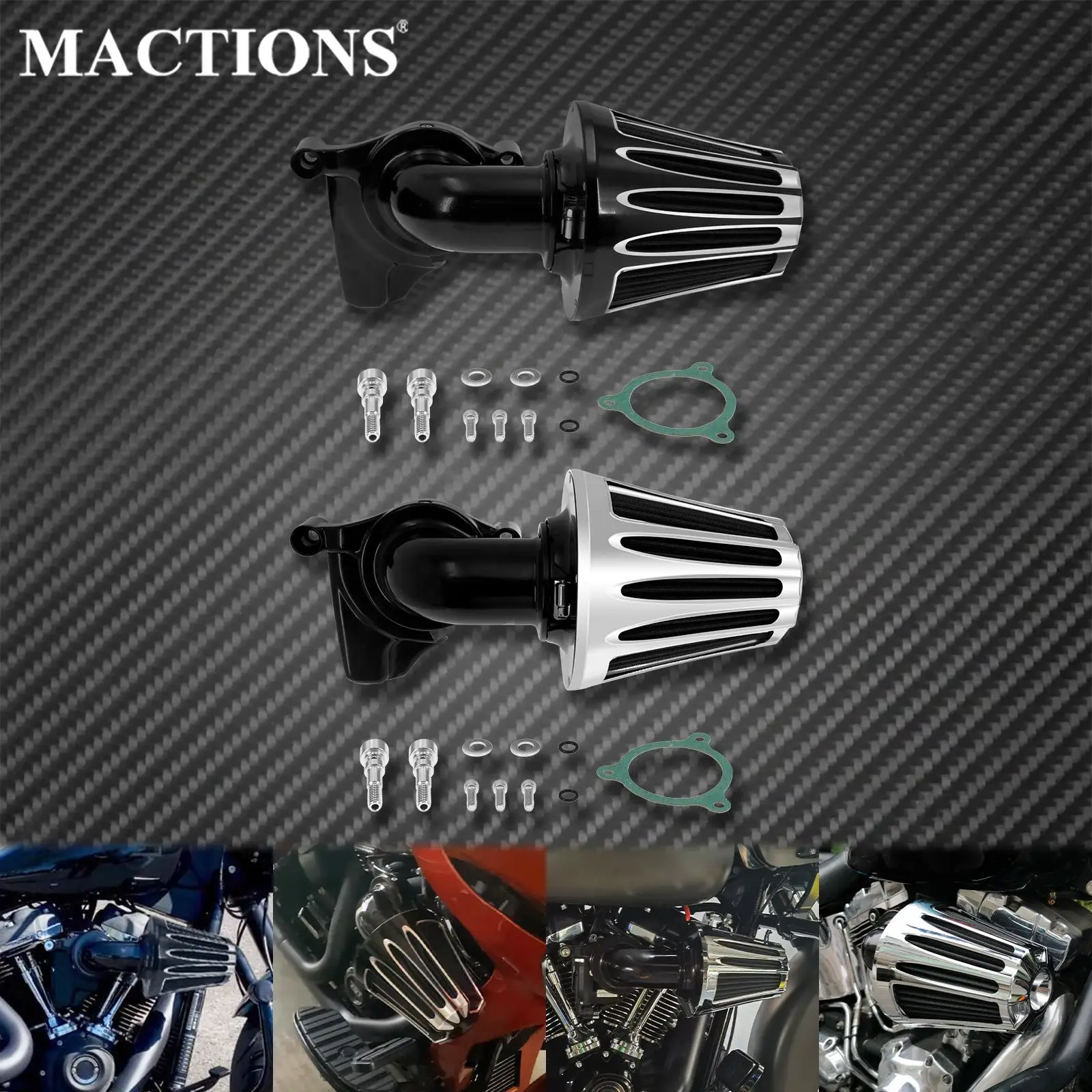 

Motorcycle CNC Air Cleaner Intake Filter Black/Chrome For Harley Softail Slim FLSL 2018-21 Touring Road King Electra Road Glide