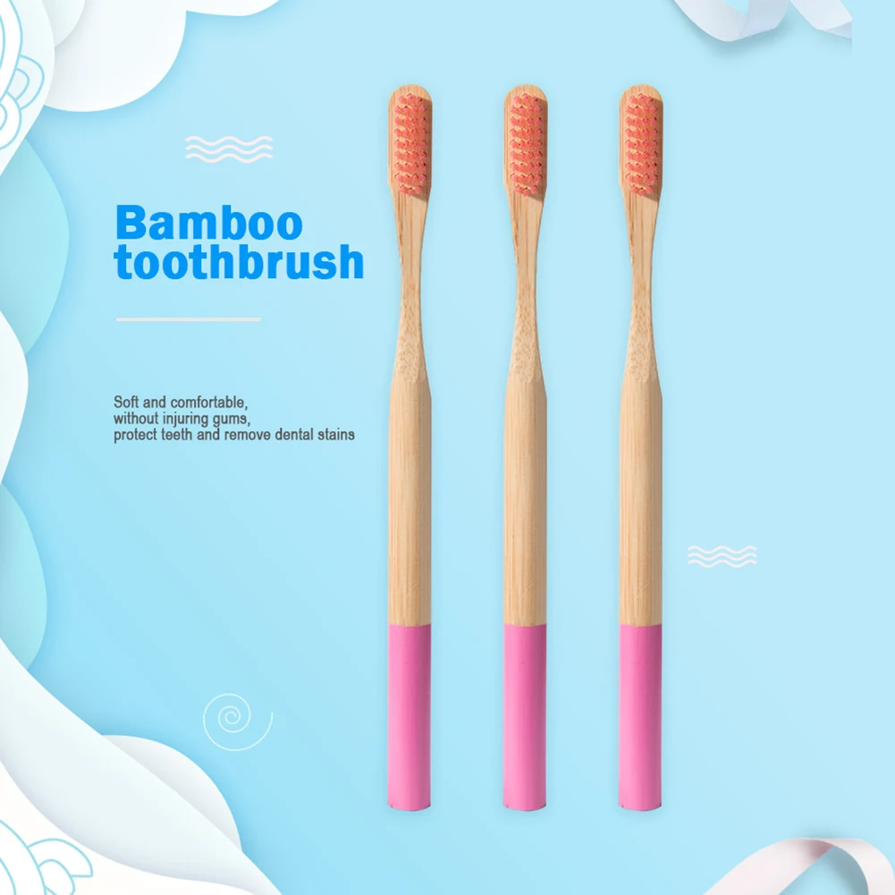 Environmentally Wood Rainbow Toothbrush Wooden Handle Tooth Brush for Home Travel MYDING