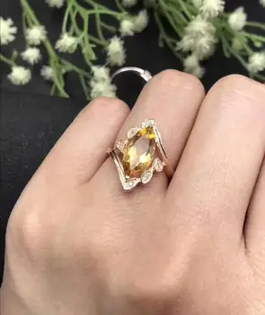 

Natural And Real Citrine Gemstone Rings For Women Real 925 Sterling Silver Jewelry Ring Wedding Anniversary Paty Gift Wholesale