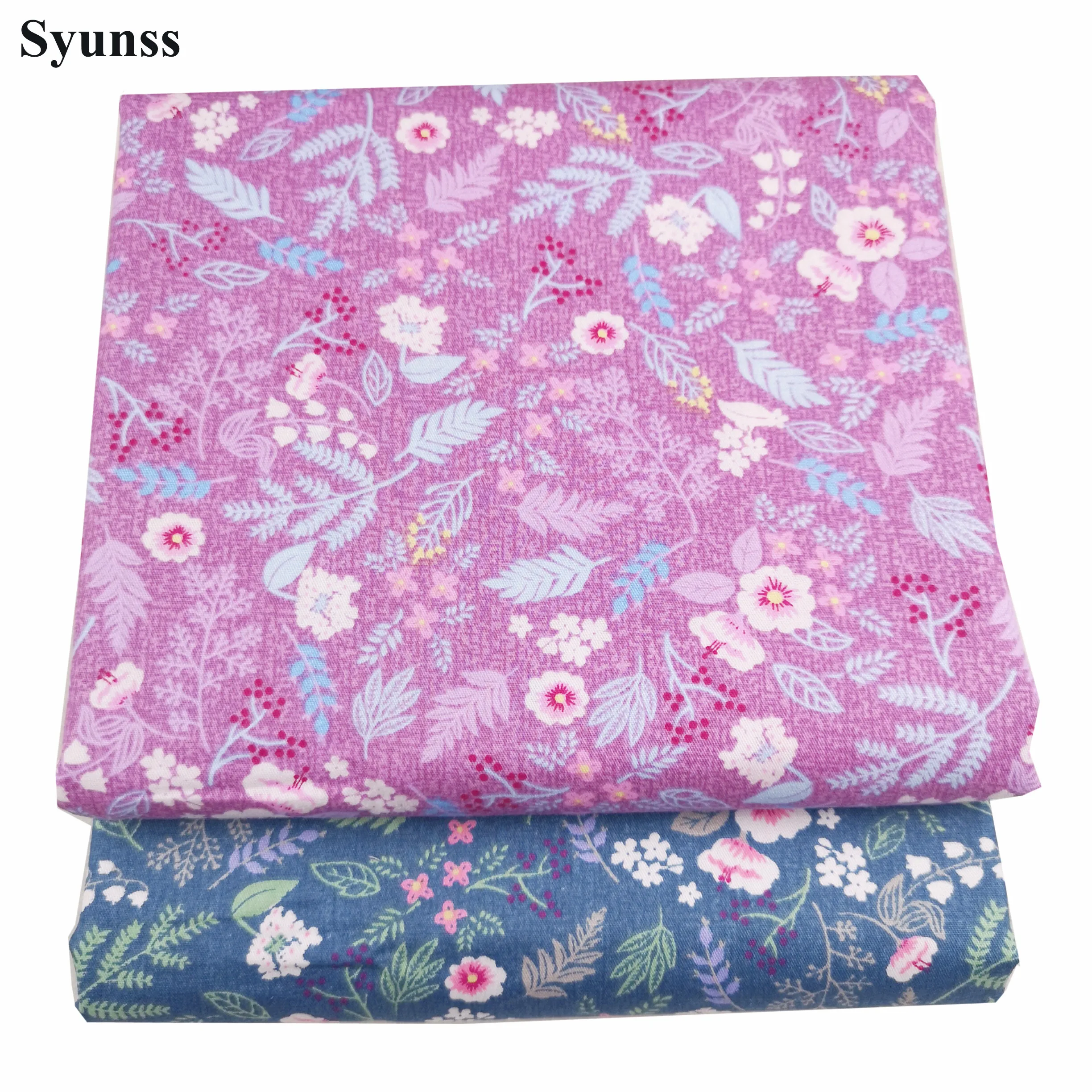 Syunss, розовый, синий, цветочный принт, хлопковая ткань для поделок, лоскутное шитье, детские кроватки, тканевые подушки, одеяло для шитья, Tissus