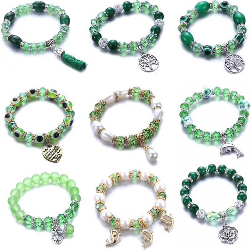 

New imitation imitation pearl beads Natural stone crystal bead glass bead Beaded bracelet Vintage tassel pendant bracelet