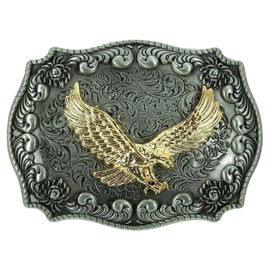 Vintage Embossed Gold Alloy Eagle Western Cowboy Men Belt Buckle Accessories