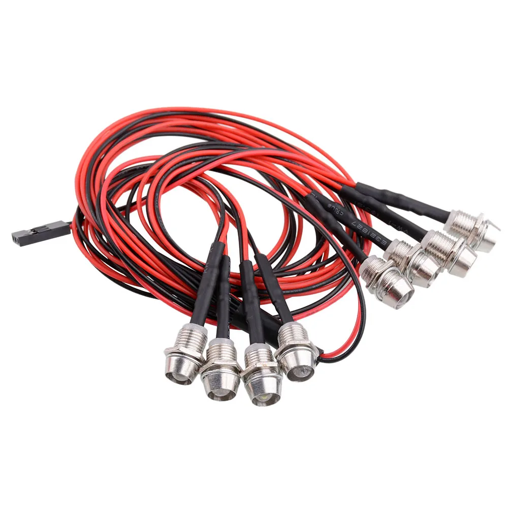 8pcs RC 5mm LED Lights Headlight Spotlight for 1/5 1/8 1/10 1/12 1/16 RC Buggy ,White ,Red LEDs