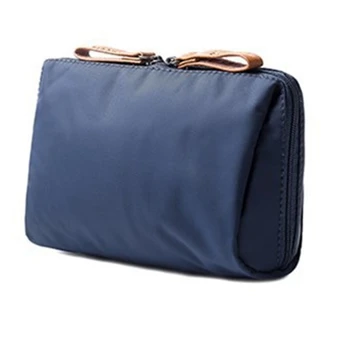

Blue Solid Cosmetic Bag Korean Style Women Makeup Bag Pouch Toiletry Bag Waterproof Makeup Organizer Case Necessaire