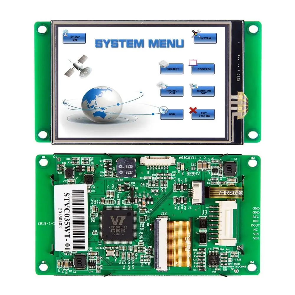 PCB all in one LCD monitor 3.5 inch with RS485 interface