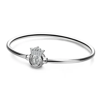

Classic Style solid 925 sterling Silver Bracelet Crown Zircon Design Birthday Girl charm clothing Jewelry accessories best gift
