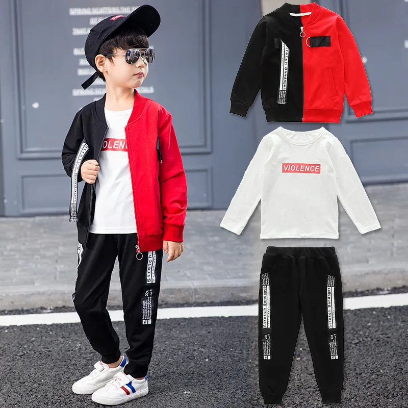 

Childrenswear BOY'S Spring And Autumn Lettered Mixed Colors Set 2019 Big Boy Fashion & Sports Three-piece Set