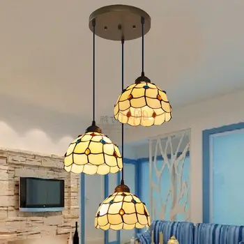 

Tiffany Antique Chandelier Chandelier Simple Staircase Restaurant Round Long Coiled Lines Peacock Tail 3 Head Pendant hanging