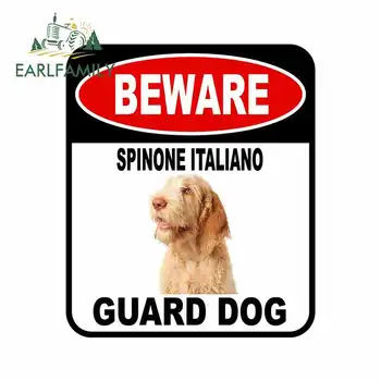 

EARLFAMILY 13cm x 11cm BEWARE SPINONE ITALIANO GUARD DOG Car Sticker Cover Scratches Composite Sign Pet Dog Decal