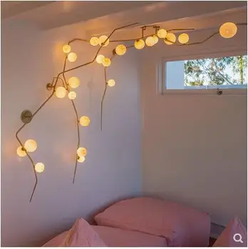 

Nordic ins branch ceiling lamp Zen villa creative lamp molecular wrought iron glass living room magic bean chandelier led