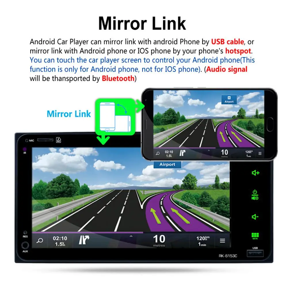  7 zoll RDS Android 6.0 Bluetooth Auto Radio Stereo-Player Digital Touch Screen WIFI GPS Navigation 
