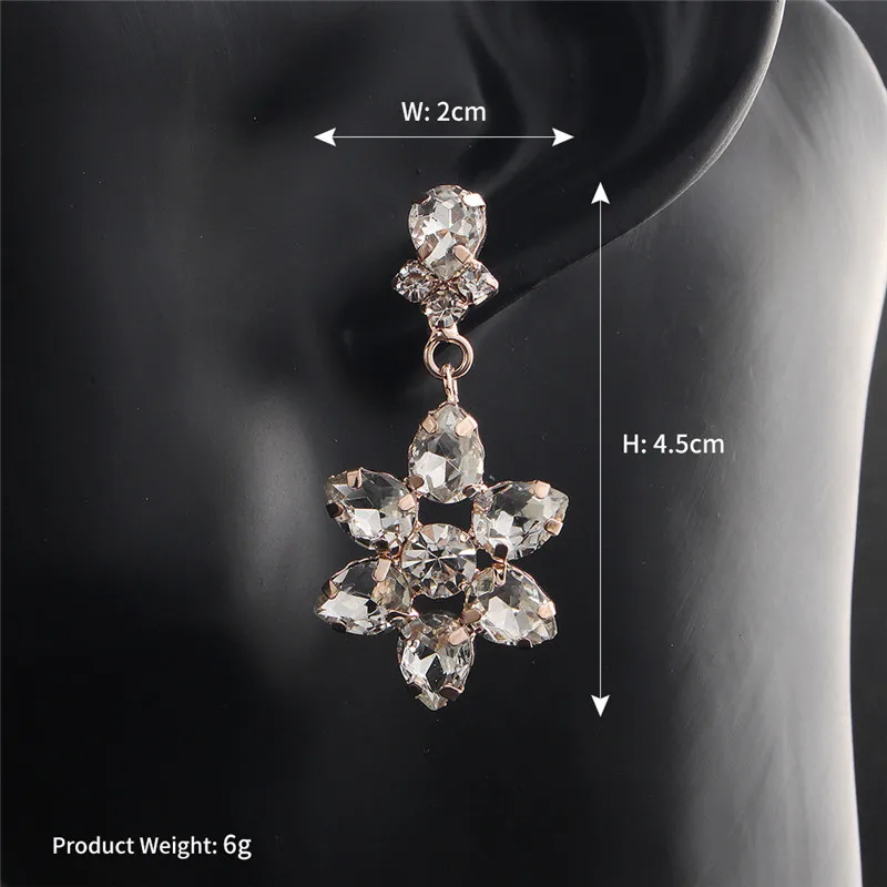 e FIAZIA Petal Bridal Drop Earring Druzy Bridal Earrings Lovely Women Dangle Earring Jewelry mujer moda Bride Wedding Accessories