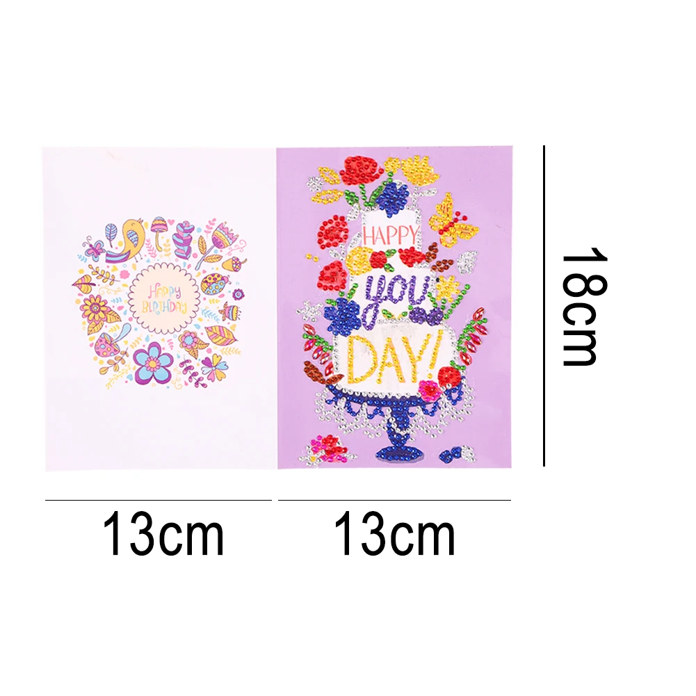 5D Diamond Painting Happy Birthday Greeting Card Christmas Decoration Diamond Painting DIY Wish Postcards Set 2022 Natal Gifts