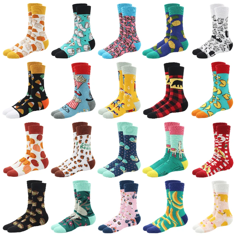 PEONFLY Men’s Socks Special Thickening Treatment. Cartoon Animal Goat Alpaca Bear Hip Hop Funny Casual Comfortable | Мужская одежда