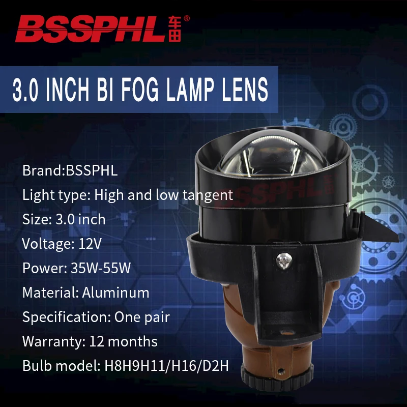 

BSSPHL Car-styling 3.0 HD blue-ray Bi-xenon projector lens fog lamp retrofit driving light fit for GWM Sports Edition