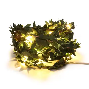 

10 Meters 100LEDs Artificial Leaf Vine String Lights,Cloth Fake Wisteria Garland Copper Lights for Christmas Wedding Party Home