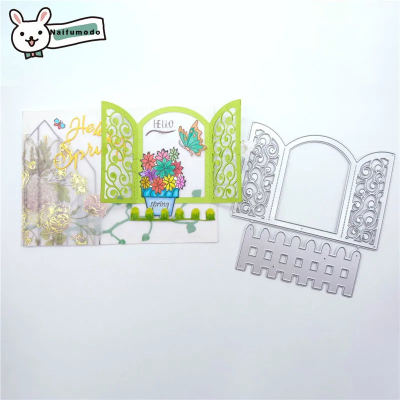 

Naifumodo Cutting Dies Metal Dies Window and Fence Die Scrapbooking Album Card Making Embossing Stencil Decor Diecuts