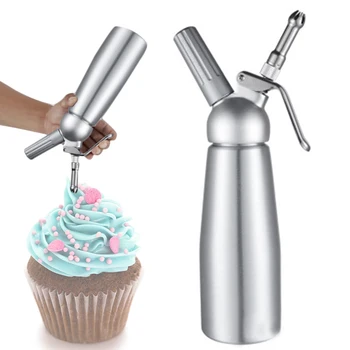 

500ML Aluminum Cream Foam Maker DIY Baking Cream Dispenser, Cream Whipper With Decorating Nozzles Dropper for Dessert