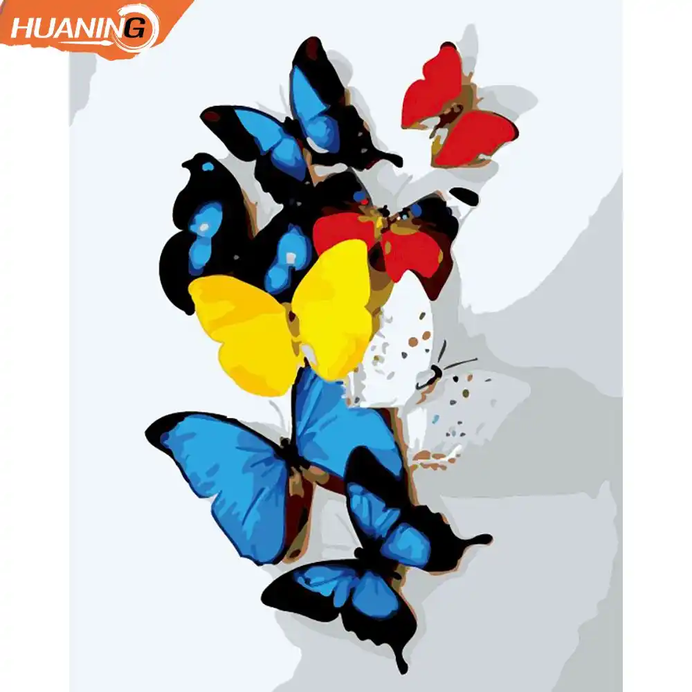 Pittura a mano con kit di numeri per principianti farfalla colorata animali  dipinti ad olio fai da te disegno acrilico pigmento tela decorazioni per la  casa|Colora per numero| - AliExpress