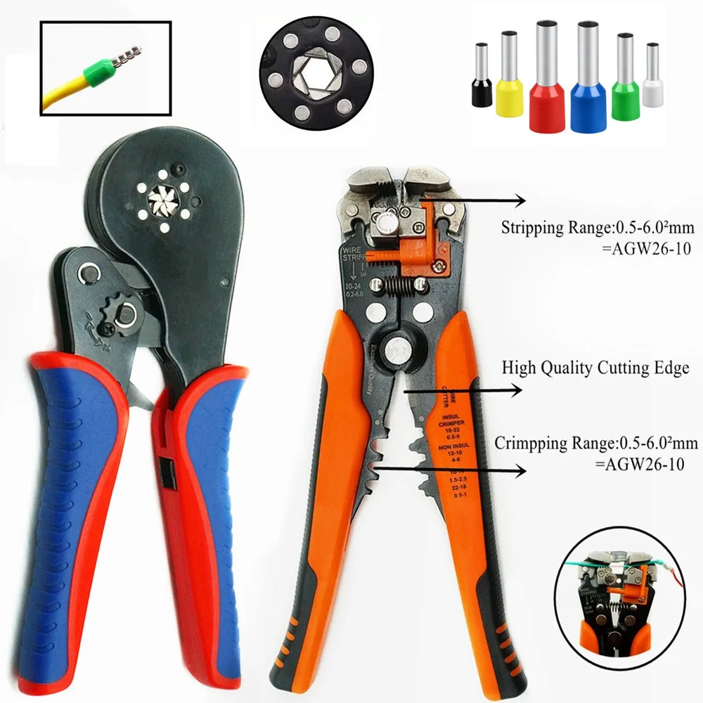 Mandowire 0.08-16mm2 Ferrule Crimping Tool Kit Ferrule Crimper Plier /1200pcs Wire Ferrules Crimp Wire Ends Terminal