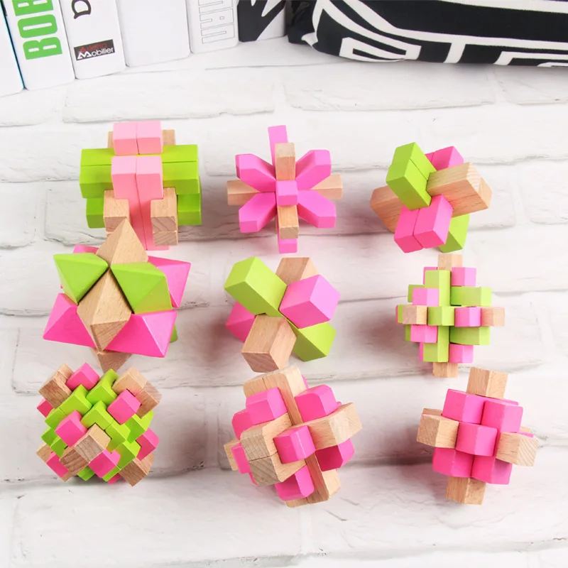 

Manufacturers Direct Selling Color Burr Puzzle Set Luban Lock 9 Pieces Wooden Children Adult Educational Toy Wholesale