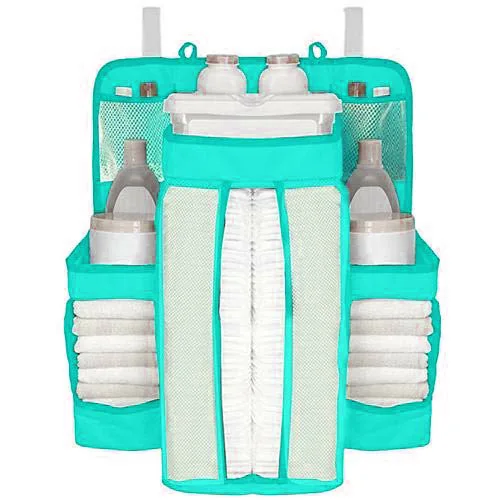 Многофункциональный Оксфорд Портативный Детская кровать висячая сумка для хранения игрушки подгузники с карманами Органайзер прикроватный младенческой кроватки постельные принадлежности - Цвет: Светло-зеленый