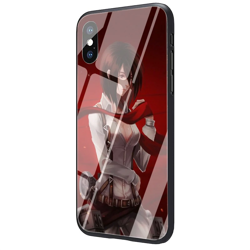 EWAU атака на Титанов аниме чехол из закаленного стекла для телефона для iphone 5 5s SE 6 6s 7 8 plus X XR XS 11 Pro Max - Цвет: G9