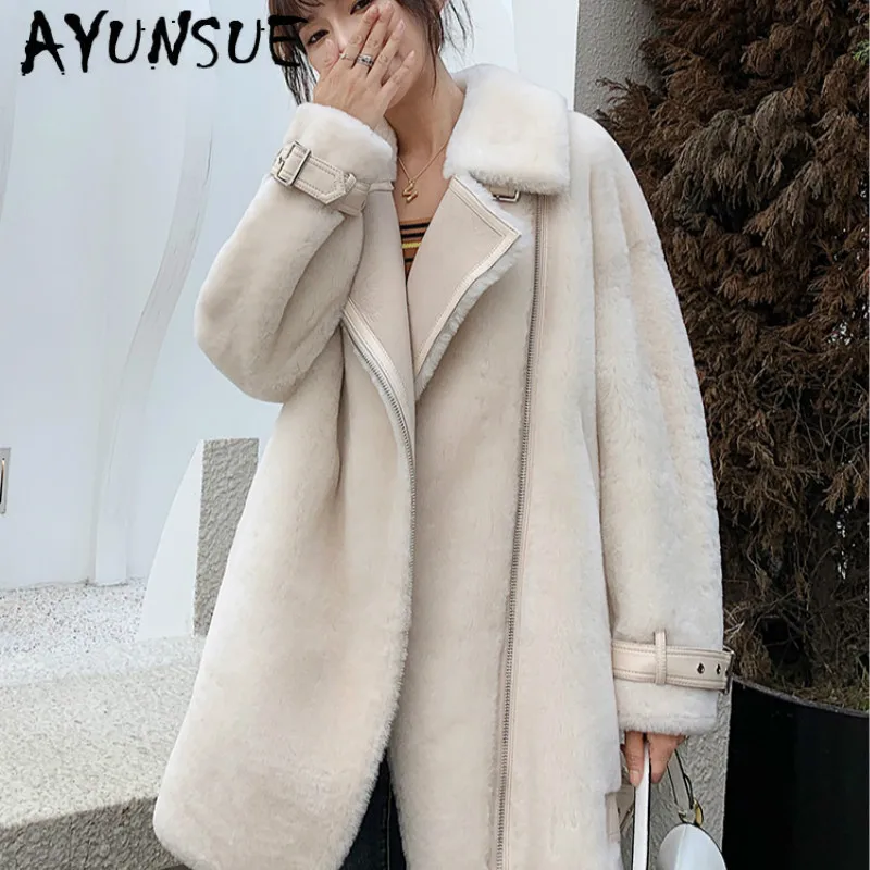 Женское пальто из натурального овечьего меха, шерсть, женская одежда, зимнее пальто для женщин, корейские меховые Топы 8063 YY1847
