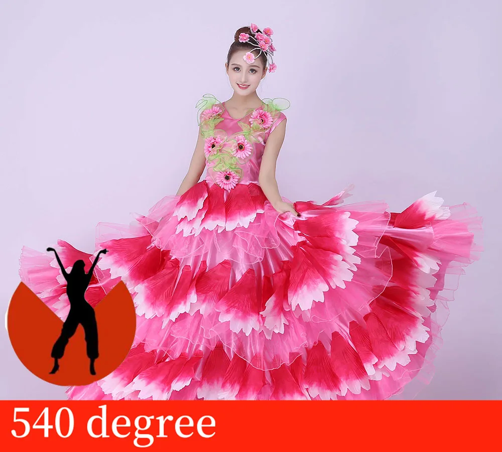 sleeveless pink 540 Испанская коррида фламенко платья для женщин девушки живота платье с широкой юбкой для танцев лепесток юбка современный танец Испания юбки фламенко SL1461 - Цвет: sleeveless pink 540