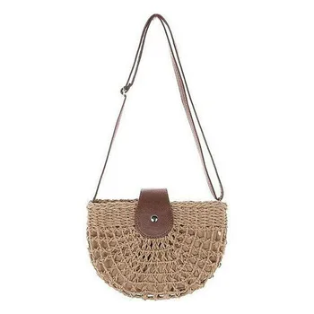 

New Women Bag Lovely Straw Summer Beach Bag Woven Bag Round Rattan Straw Boho Round Bags Fashion Crossbody Bag Shoulder Bag