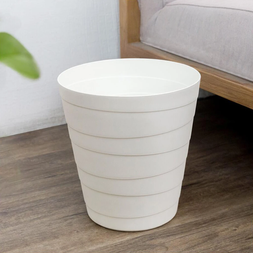 Modern Fashion White Stripe Trash Can Rubbish Bin Bedroom Study Wastebasket