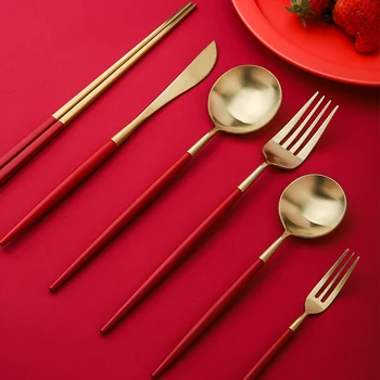 

Dinnerware Set Cutlery Stainless Steel Chopsticks Utensils Kitchen Tableware Include Knife Fork TeaSpoons Tableware Set BB50CJ