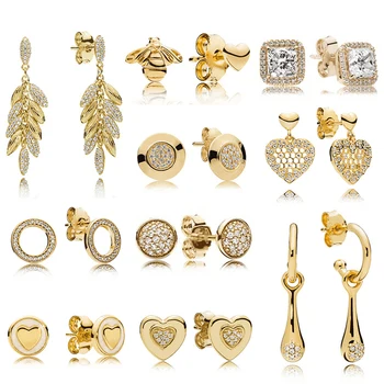 

PDB ED 01 RLLEN Original Luxury 100% 925 Pure Silver Earrings Lady Charm Logo Jewelry European Gold Jewelry Stud.