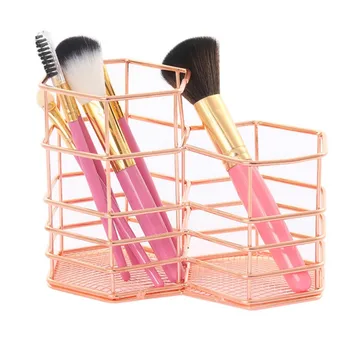 

Nordic Style Rose Gold Metal Iron Storage Basket Desktop Accessories Stationery Organizer