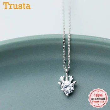 

Trustdavis Minimalist 925 Sterling Silver Milu Deer CZ Pendant Choker Necklaces For Women Wedding Party Birthday Gift DA1170