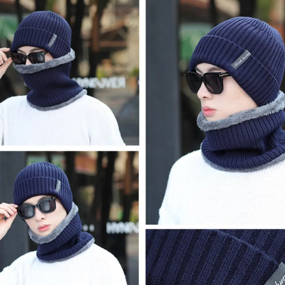 Зимние шапки для мужчин, Skullies Beanies, Мужская зимняя вязаная шапка, шарф, шерстяная женская шапка, маска, Мужская шапочка, шапка