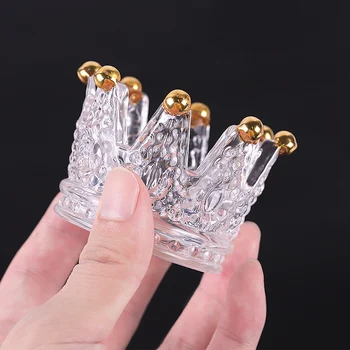 

Three-dimensional Beaded Glass Crown Nail Brush Displayer Stand UV Gel Painting Pen Manicure Tools Holder SSwell