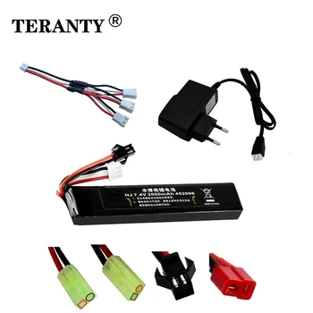 

Water Gun Battery + Charger 2S 7.4V 2000mAh 452096 Lipo battery for AKKU Mini Airsoft BB Air Pistol Electric Toys Guns RC Parts
