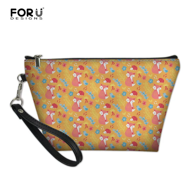 L5048Z8 FORUDESIGNS Floral Fox Print Women Makeup Bag PU Leather Small Cosmetic Case Zipper Travel Kit Organizer Pouch for Girls - Цвет: L5048Z8