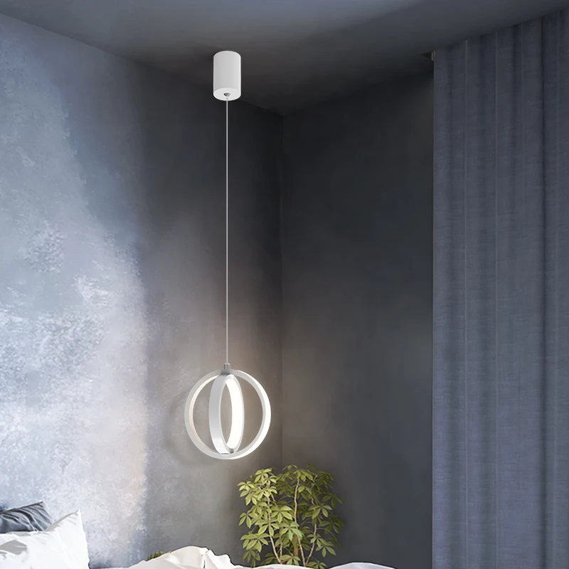 Черный/белый современный светодиодный светильник для гостиной, для обеденного стола, барной стойки, кольцевая люстра, лампа, регулируемая по высоте