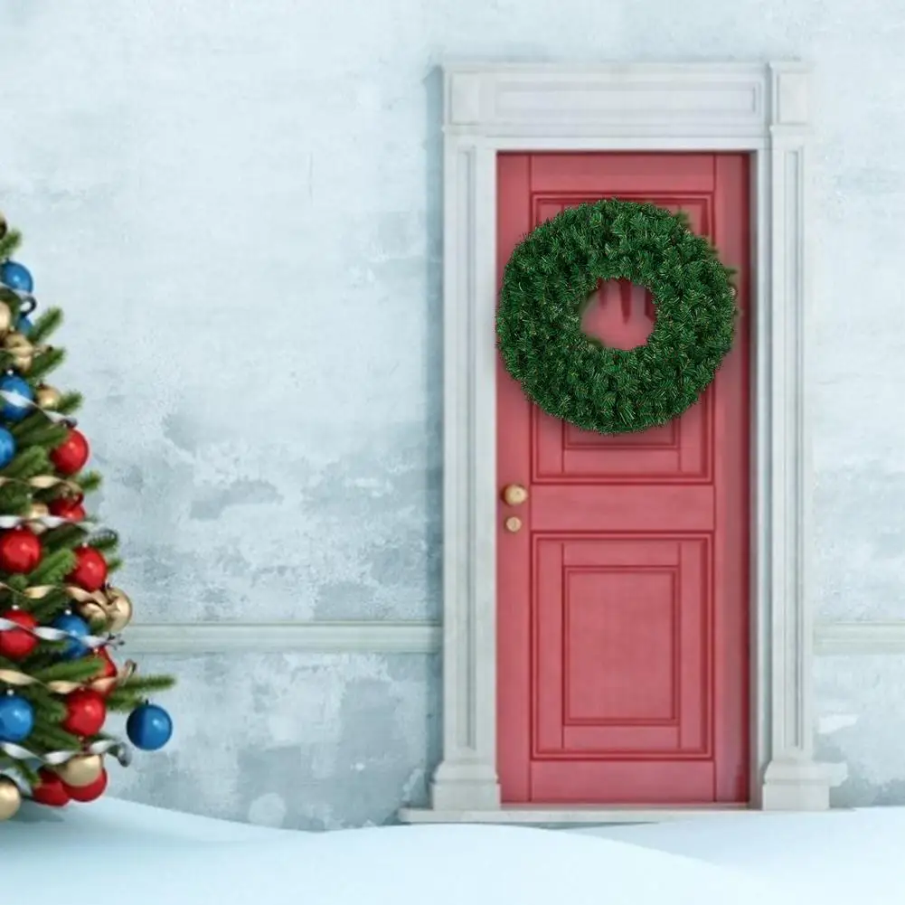 40cm Handmade DIY Christmas Wreath Encryption Green Plastic Simulation PVC Pendant Custom Christmas Decorations