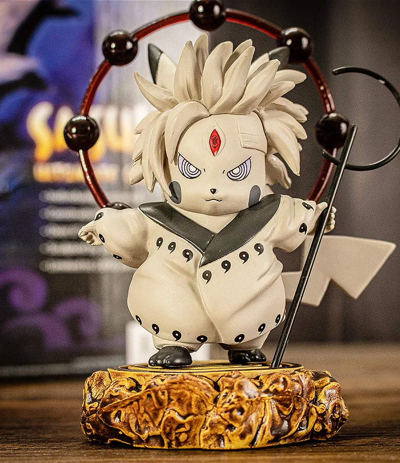 Anime Figures Pokemon Pikachu Uchiha Obito Madara Cute Toys Naruto Shippuden Model Pocket Monster Action Figural Kids Doll Gift